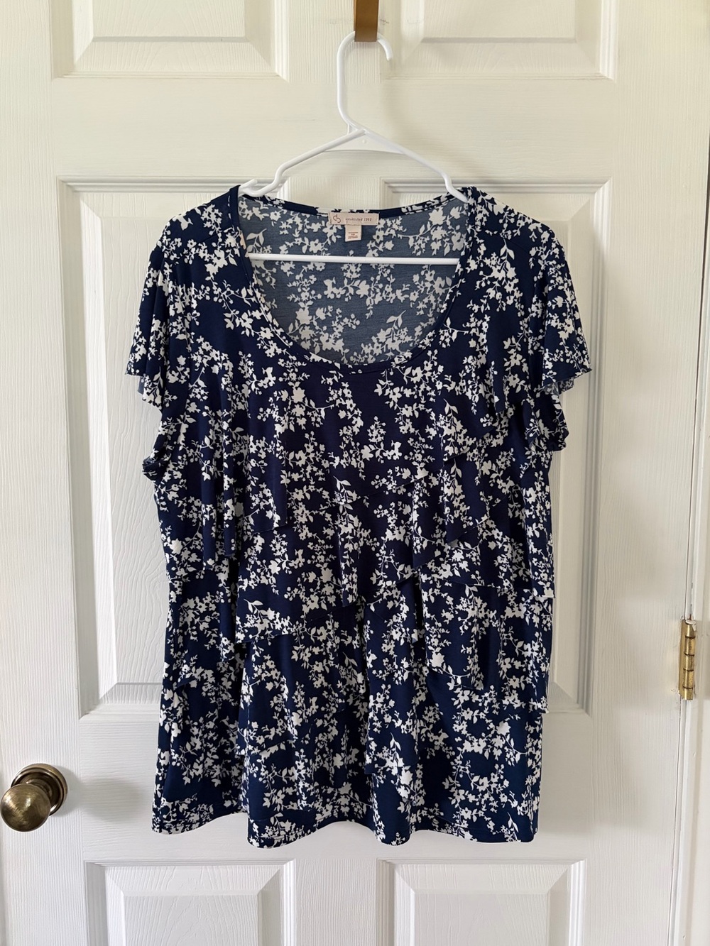 House of CB Navy Floral Scoop Neck Women's Top
